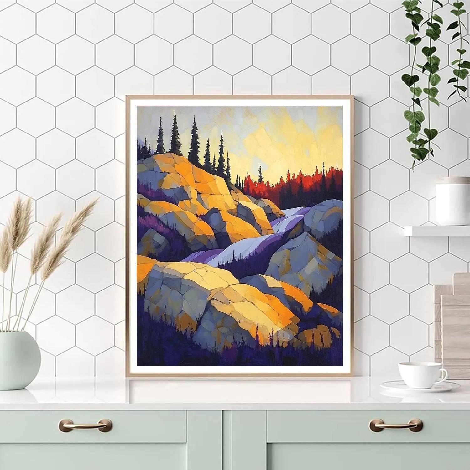 A.Y. Jackson Inspired Algoma Quarry Sunrise Paint by numbers art