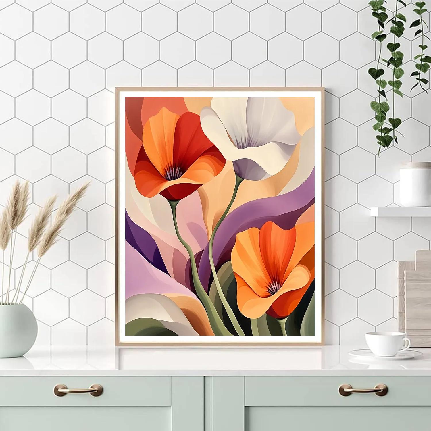 Georgia OKeeffe Inspired Desert Flowers paint by color