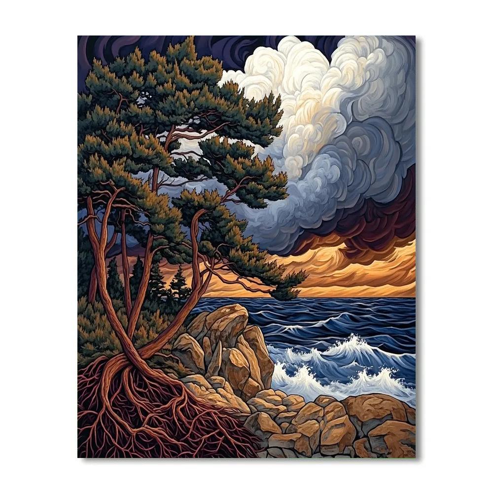 Arthur Lismer Inspired September Gale Over Pines paint by color