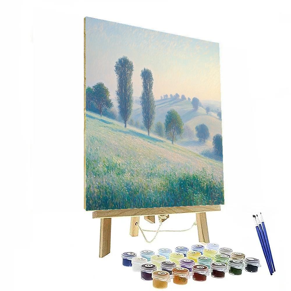 Claude Monet Inspired Misty Countryside paint by color