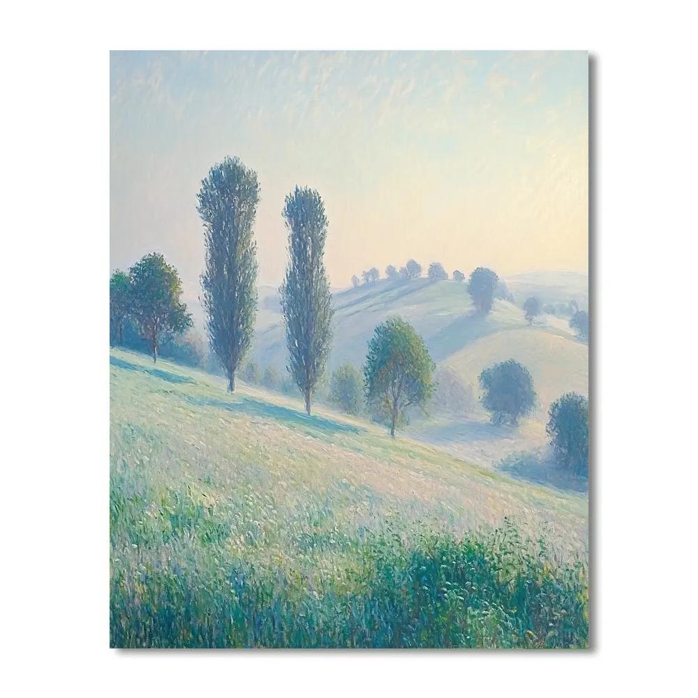 Claude Monet Inspired Misty Countryside paint by color