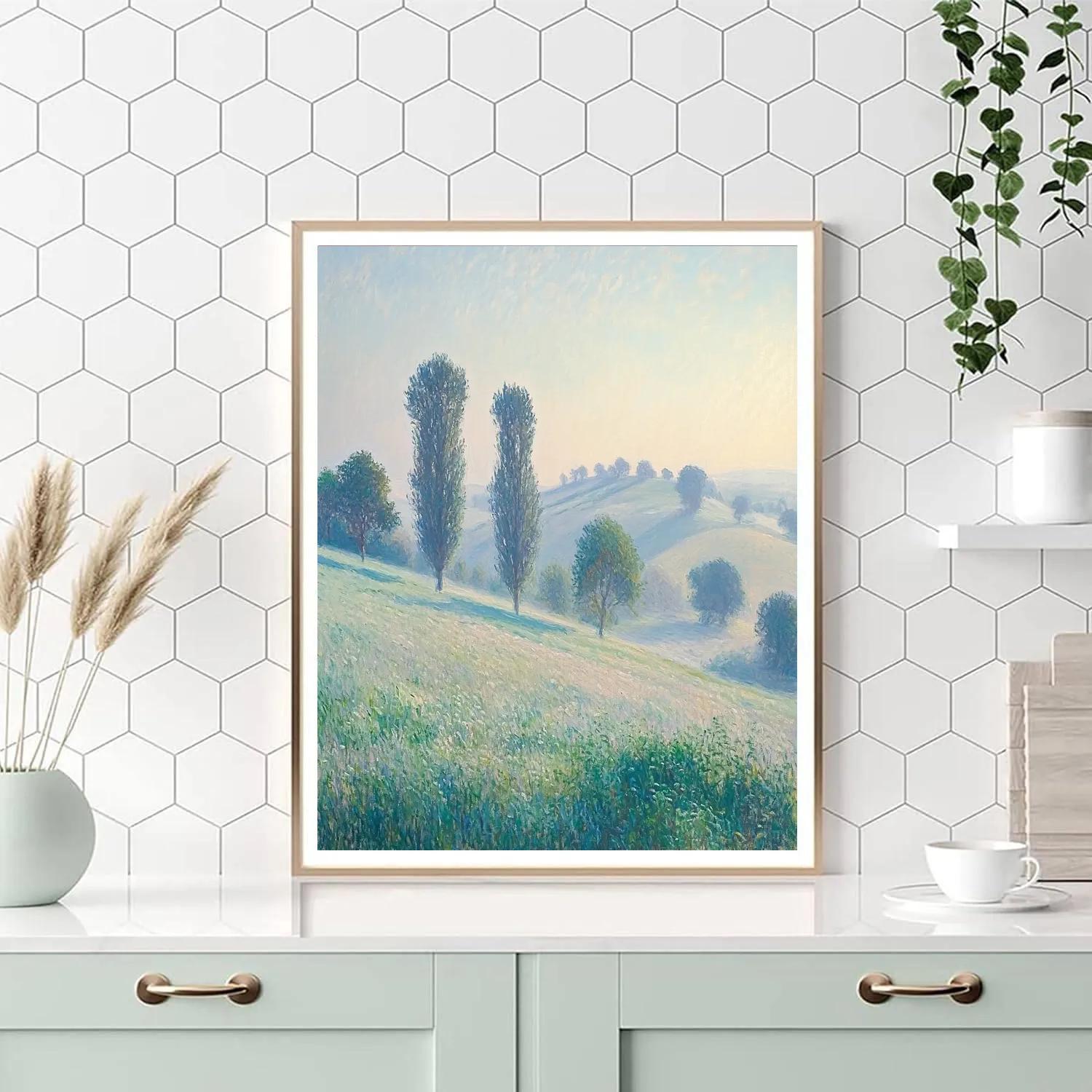 Claude Monet Inspired Misty Countryside paint by color