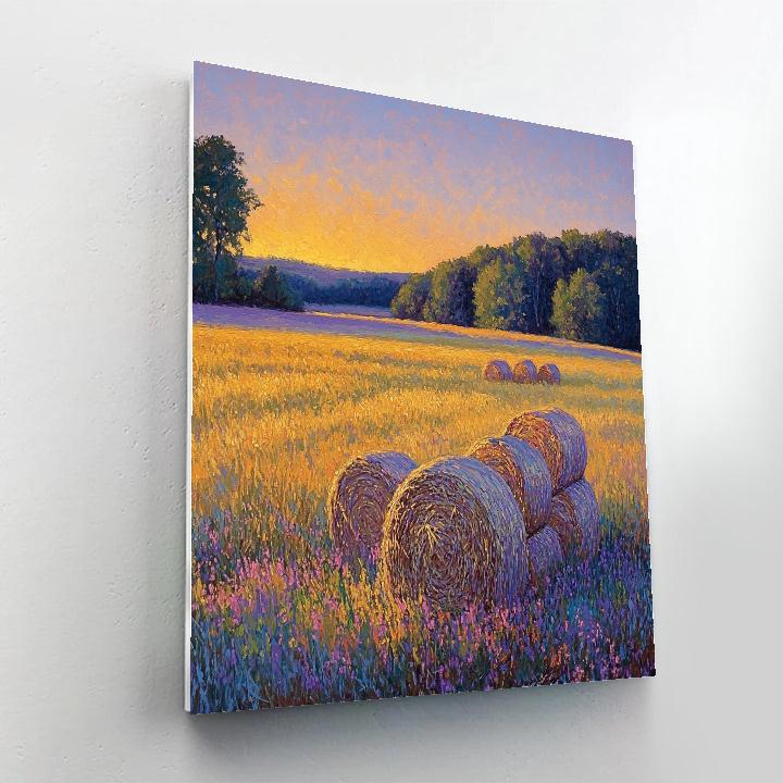 Claude Monet Inspired Haystacks At Lavender Dusk paint by numbers