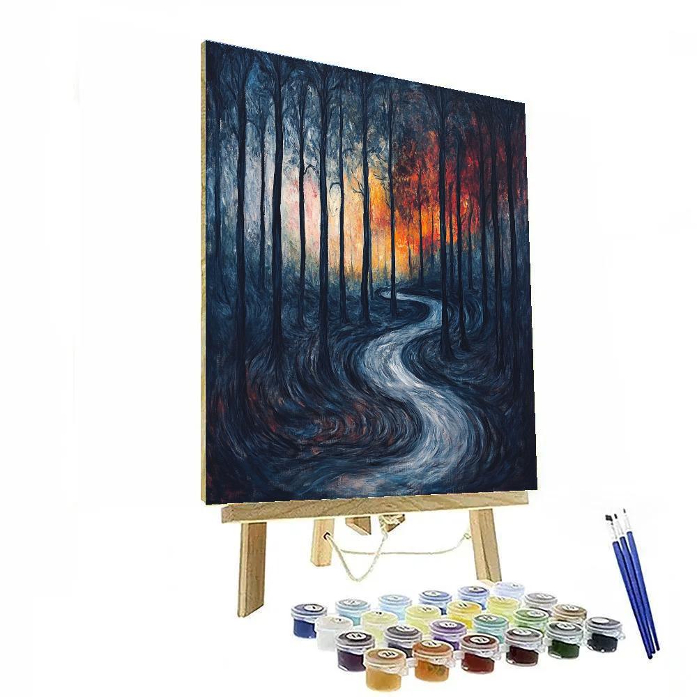 Edvard Munch Inspired Emotional Forest Scene Number painting
