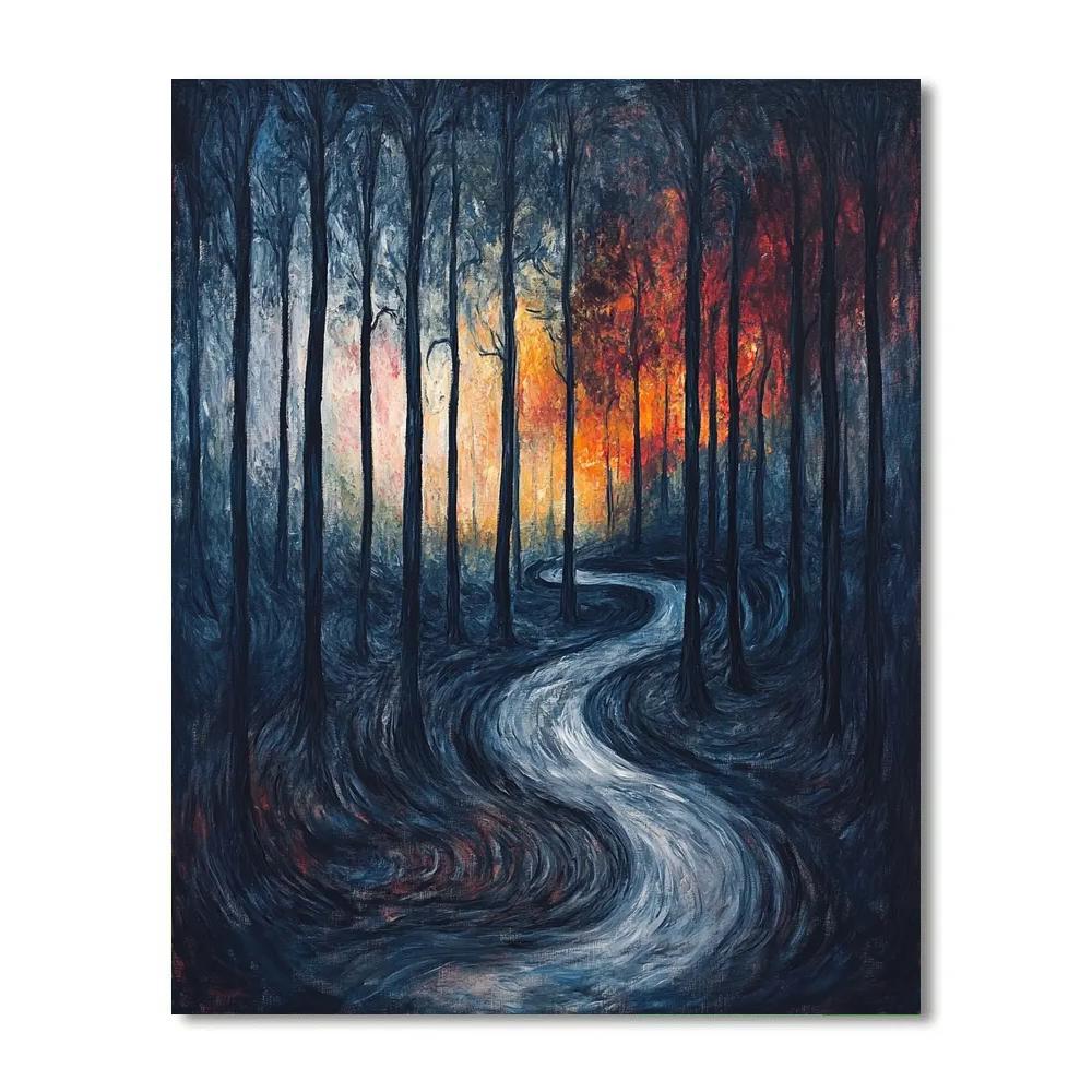 Edvard Munch Inspired Emotional Forest Scene Number painting