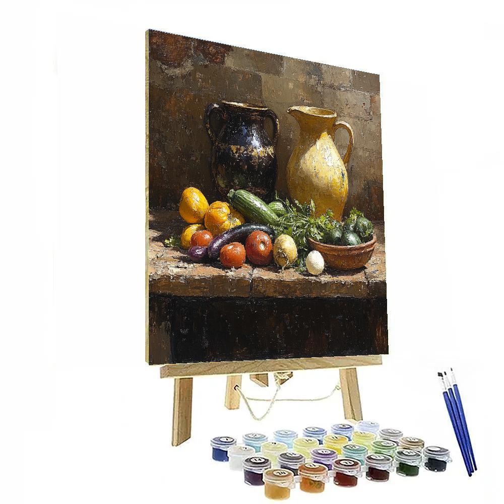 Diego Velázquez Inspired Market Harvest With Ceramic Pitchers painting number kit