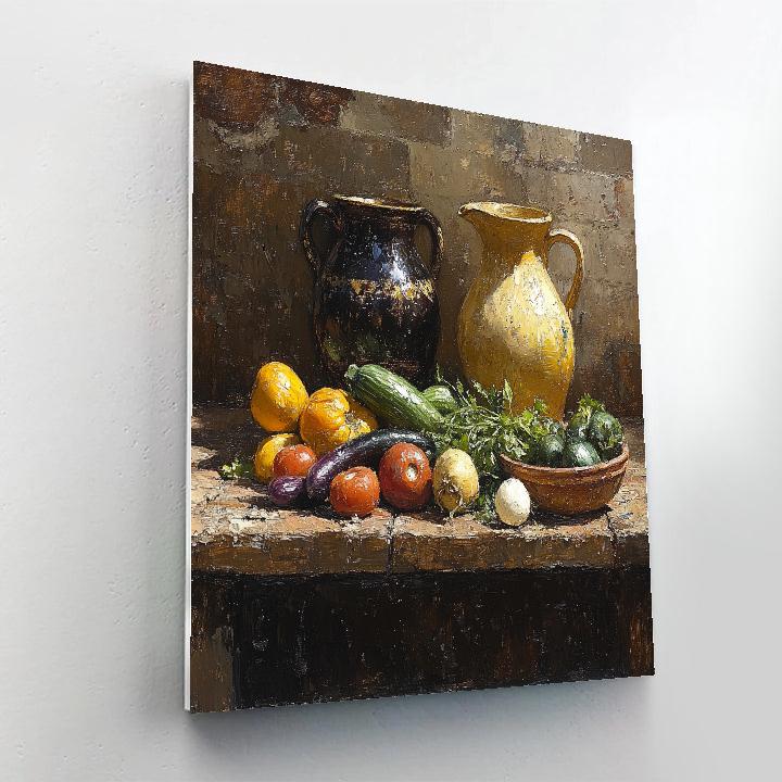 Diego Velázquez Inspired Market Harvest With Ceramic Pitchers painting number kit