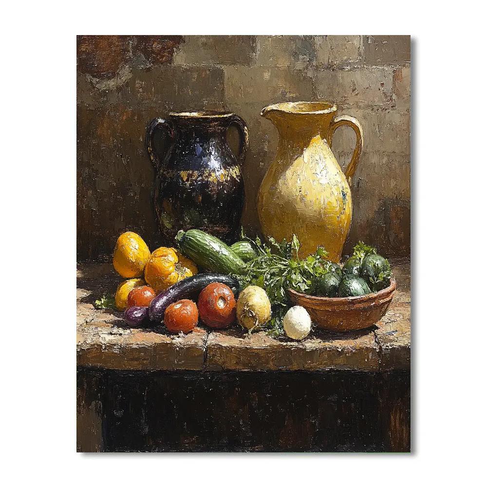 Diego Velázquez Inspired Market Harvest With Ceramic Pitchers painting number kit