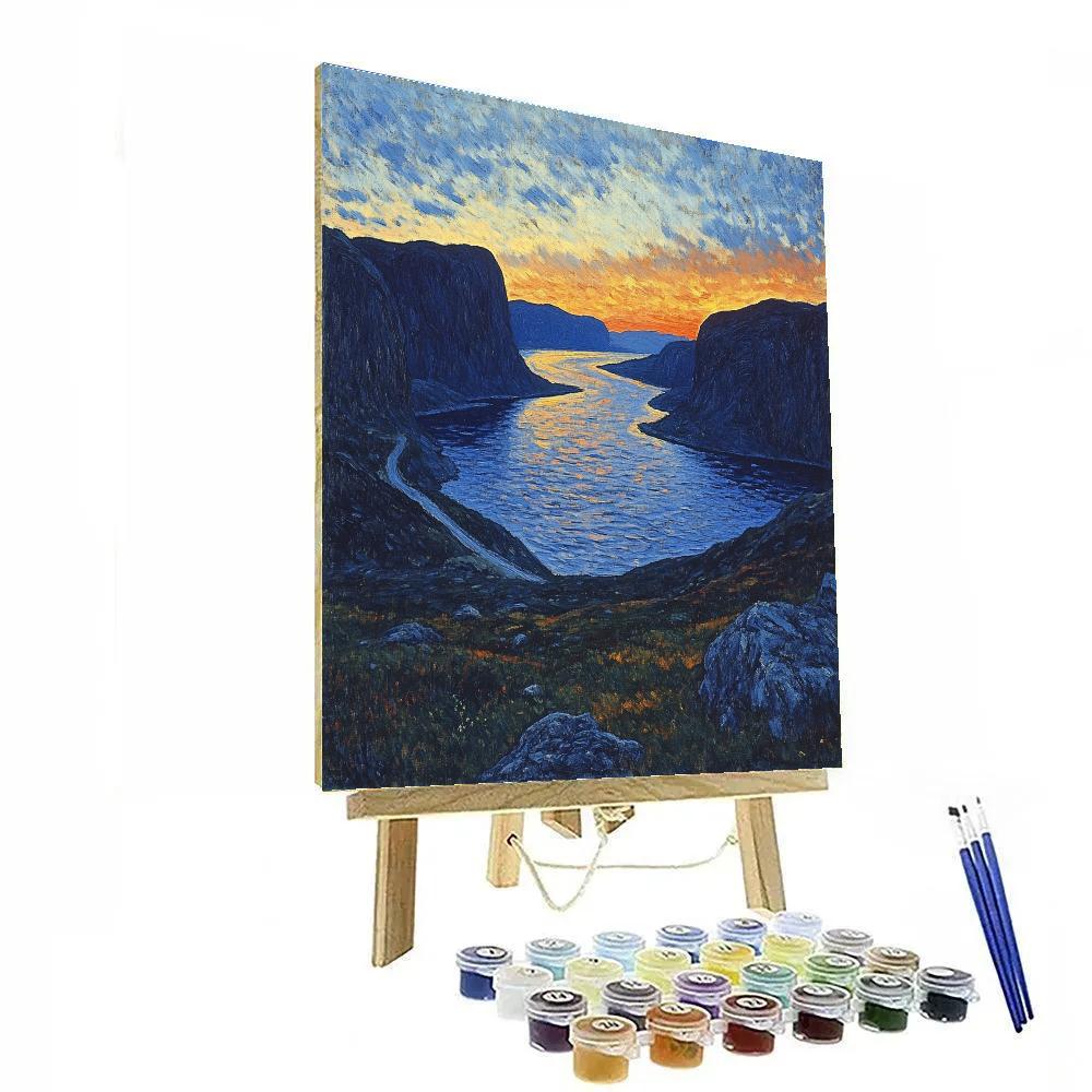 Edvard Munch Inspired Twilight Fjord paint by numbers