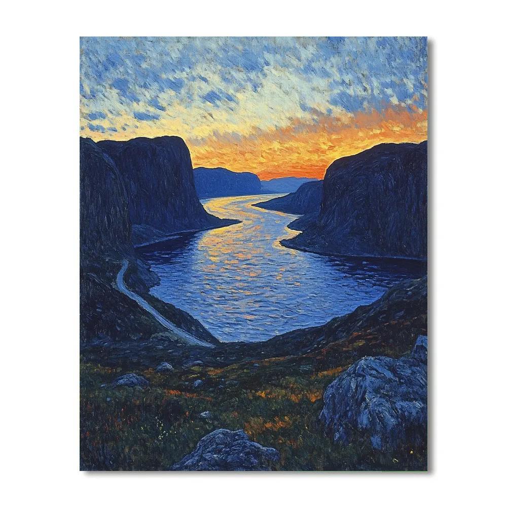 Edvard Munch Inspired Twilight Fjord paint by numbers