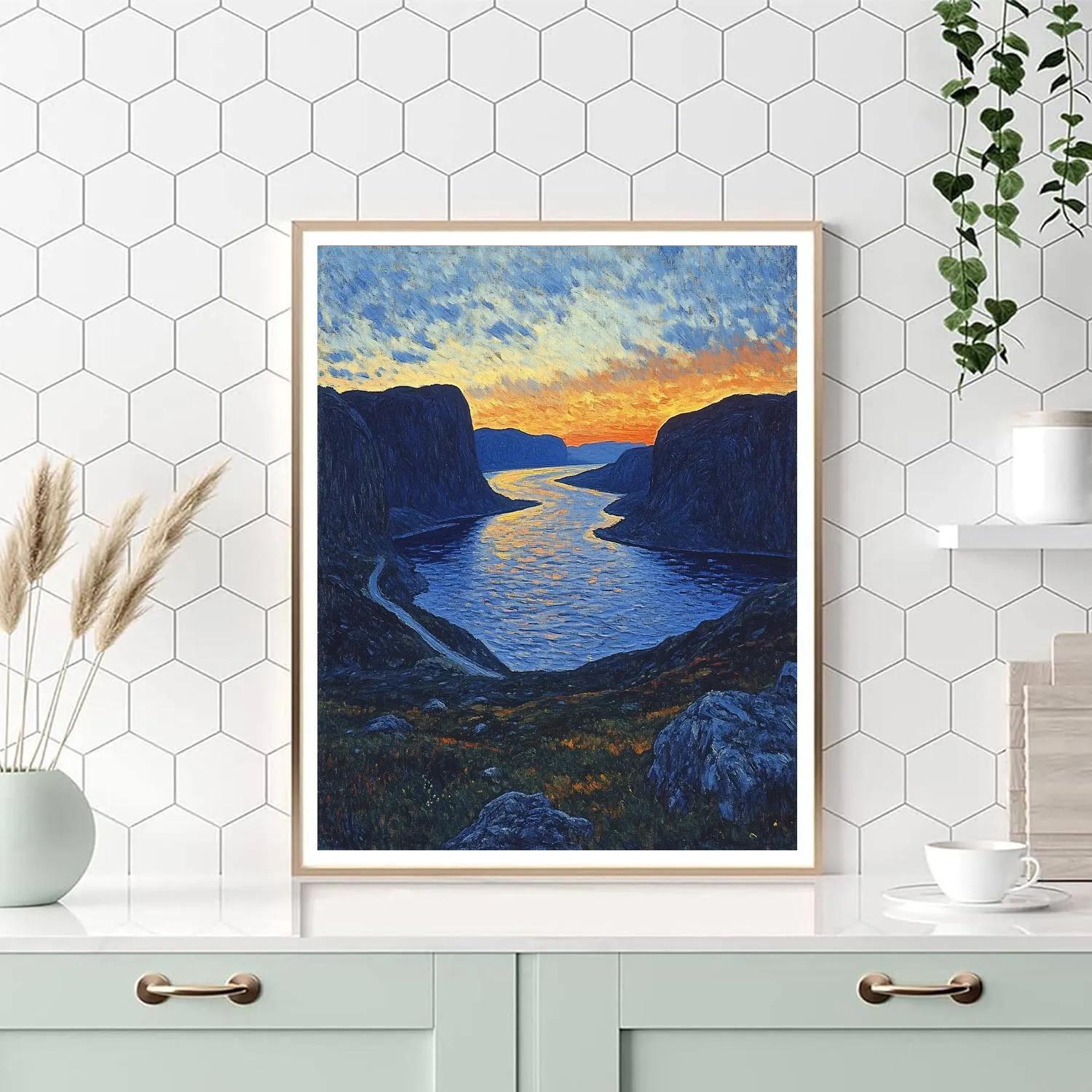 Edvard Munch Inspired Twilight Fjord paint by numbers