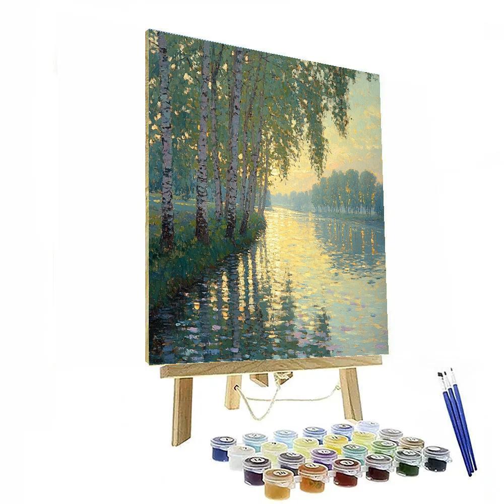 Claude Monet Inspired Riverbank Poplar Study At Dawn DIY paint by numbers