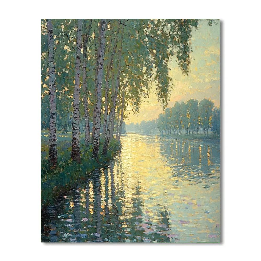 Claude Monet Inspired Riverbank Poplar Study At Dawn DIY paint by numbers