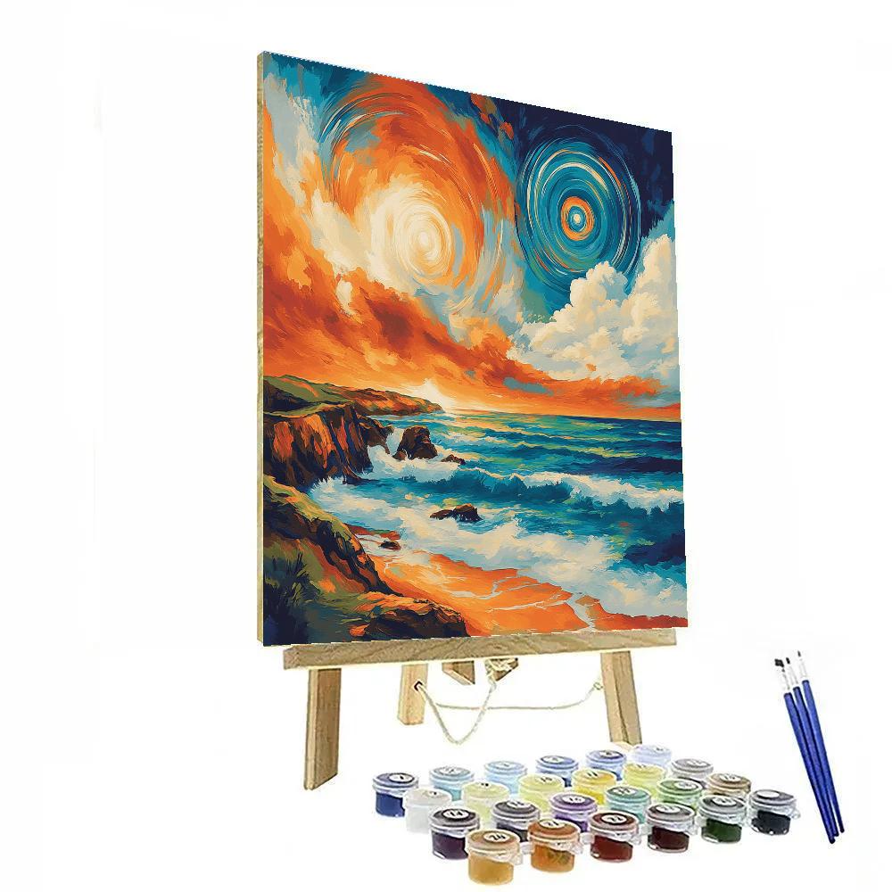 Edvard Munch Inspired Shoreline Of Cosmic Tides paint by numbers