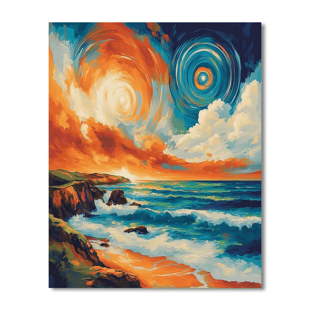 Edvard Munch Inspired Shoreline Of Cosmic Tides paint by numbers