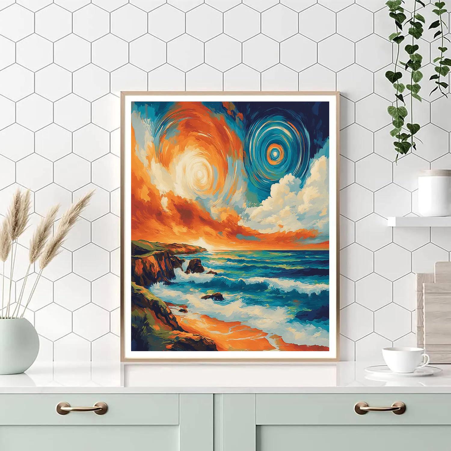 Edvard Munch Inspired Shoreline Of Cosmic Tides paint by numbers