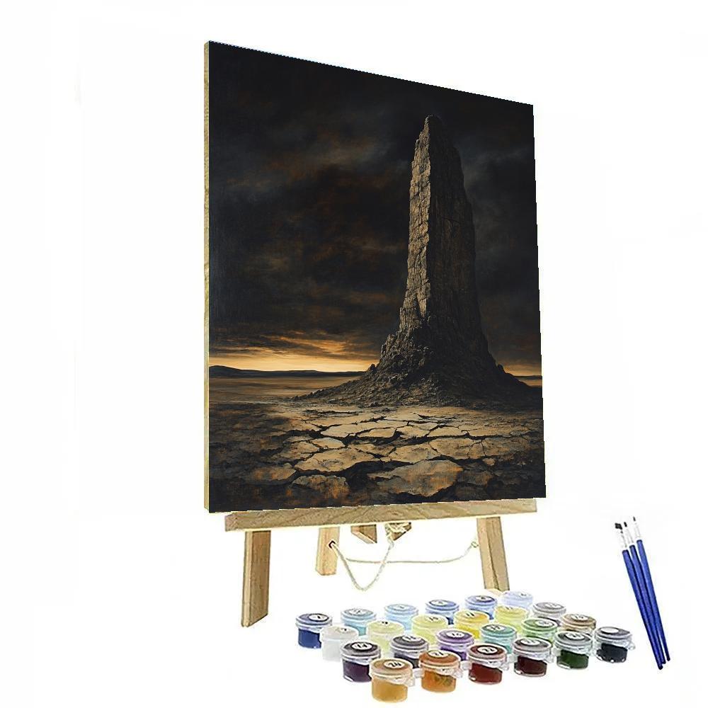 Francisco Goya Inspired Weathered Outcrop Under Ominous Sky paint by number