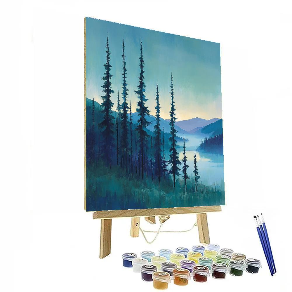 Franklin Carmichael Inspired Evening Mist Over Northern Pines Paint by numbers kits
