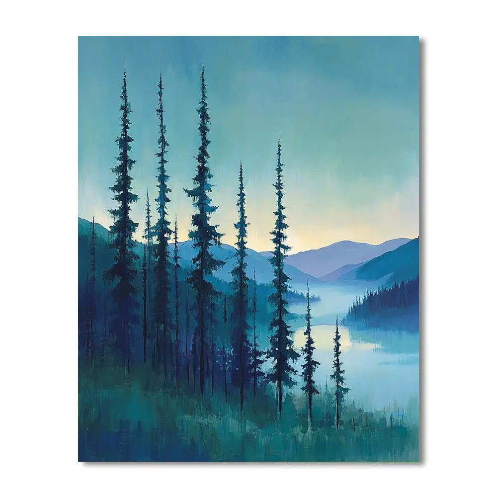 Franklin Carmichael Inspired Evening Mist Over Northern Pines Paint by numbers kits