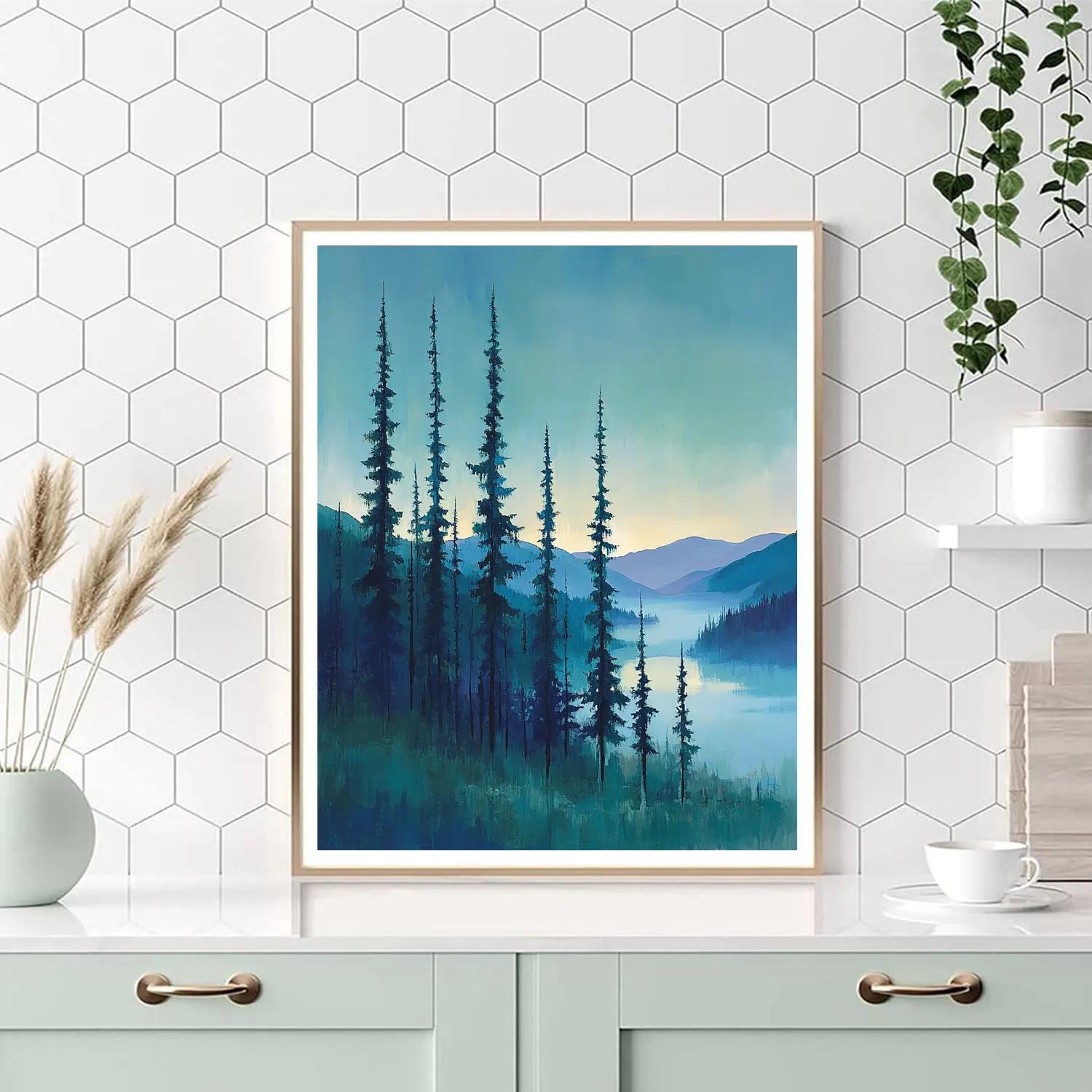 Franklin Carmichael Inspired Evening Mist Over Northern Pines Paint by numbers kits