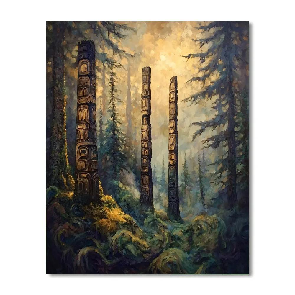Emily Carr Inspired Totemic Forest Silence painting number kit