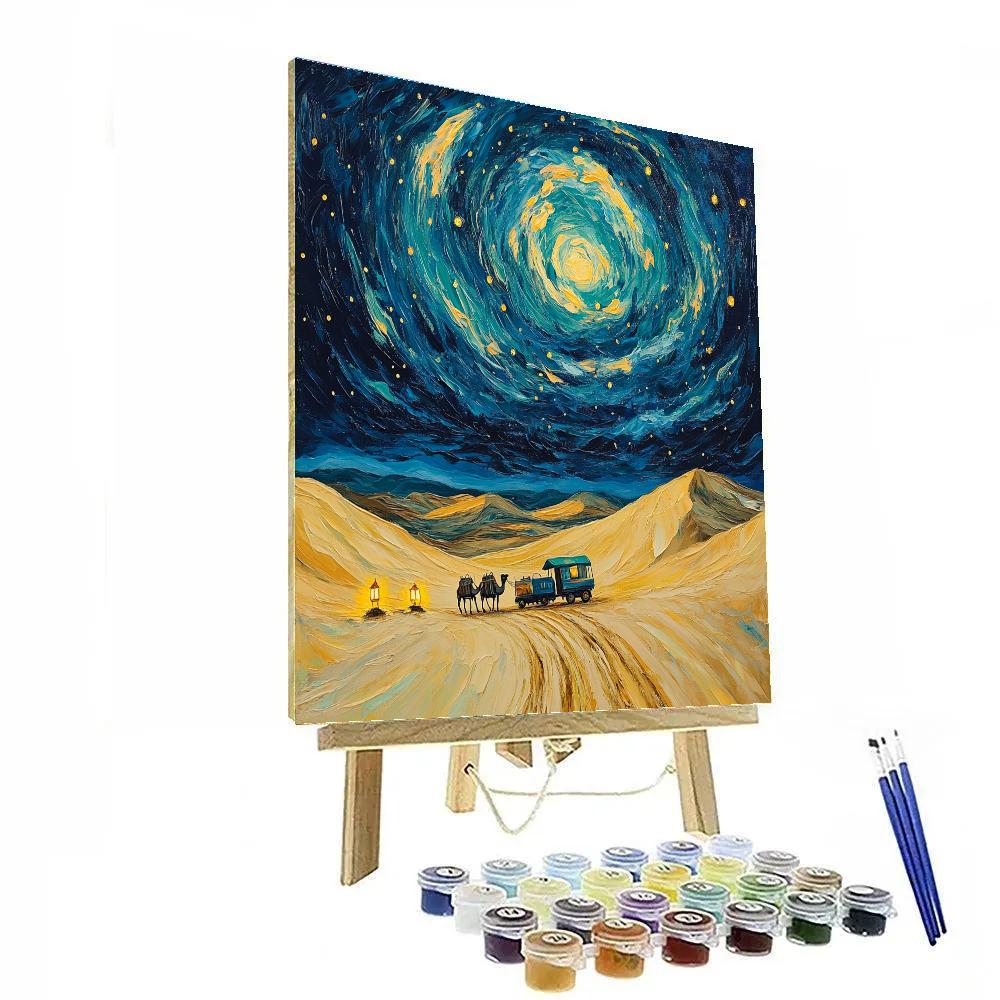 Van Gogh Inspired Starry Desert Caravan Number painting
