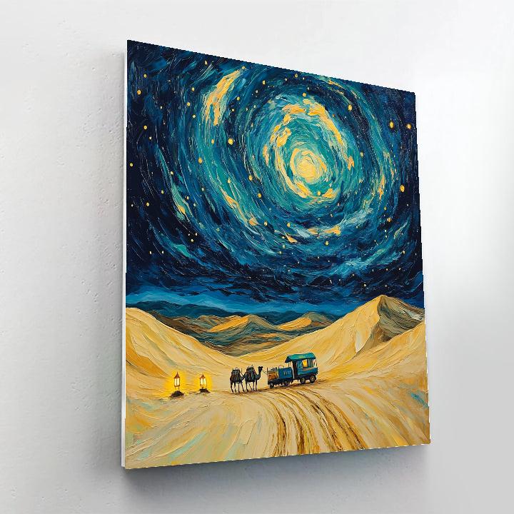 Van Gogh Inspired Starry Desert Caravan Number painting