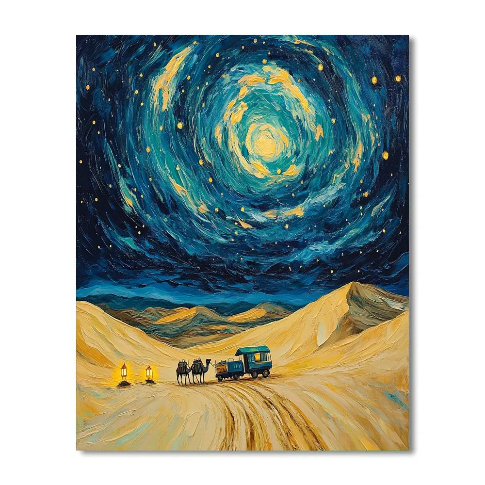 Van Gogh Inspired Starry Desert Caravan Number painting