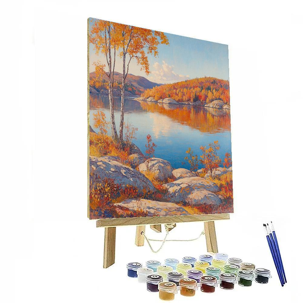 Franklin Carmichael Inspired Golden Autumn Lake Reflection Paint by numbers art