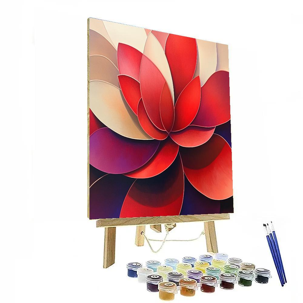 Georgia OKeeffe Inspired Radiant Red Petal Close Up Number painting