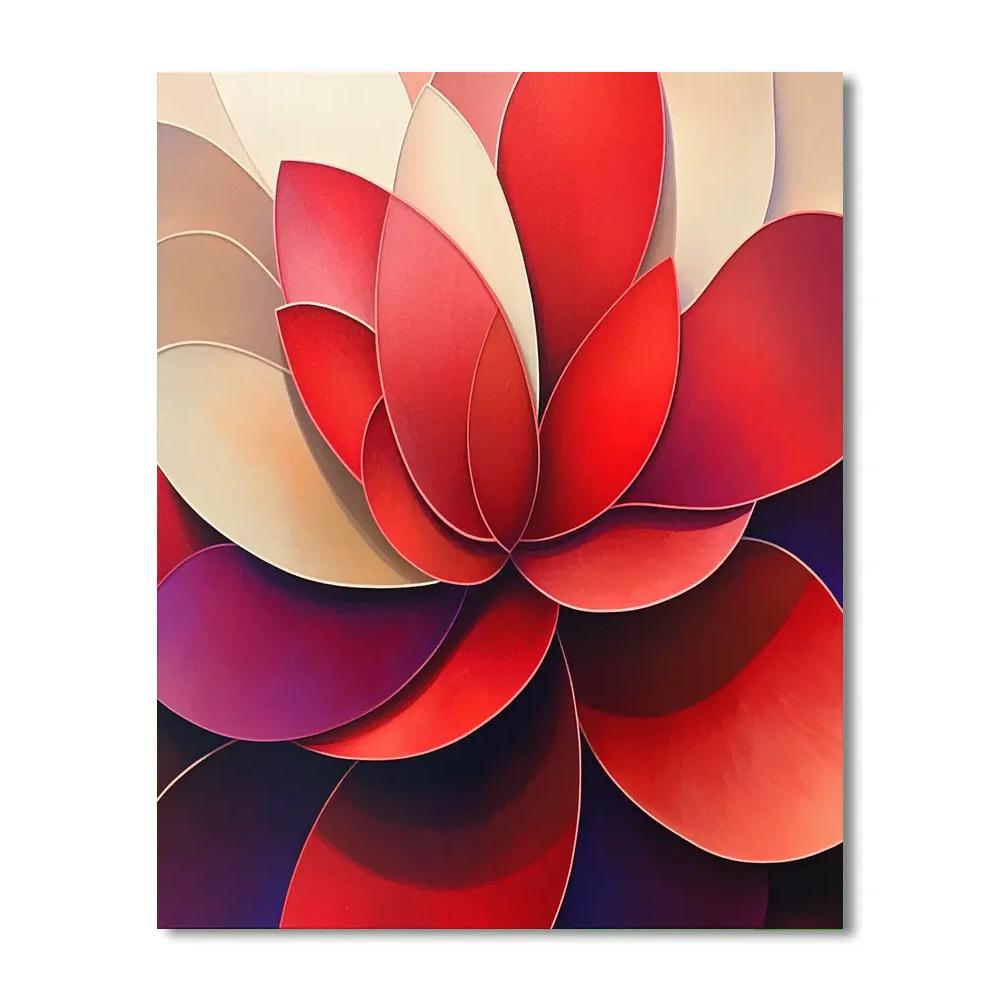 Georgia OKeeffe Inspired Radiant Red Petal Close Up Number painting