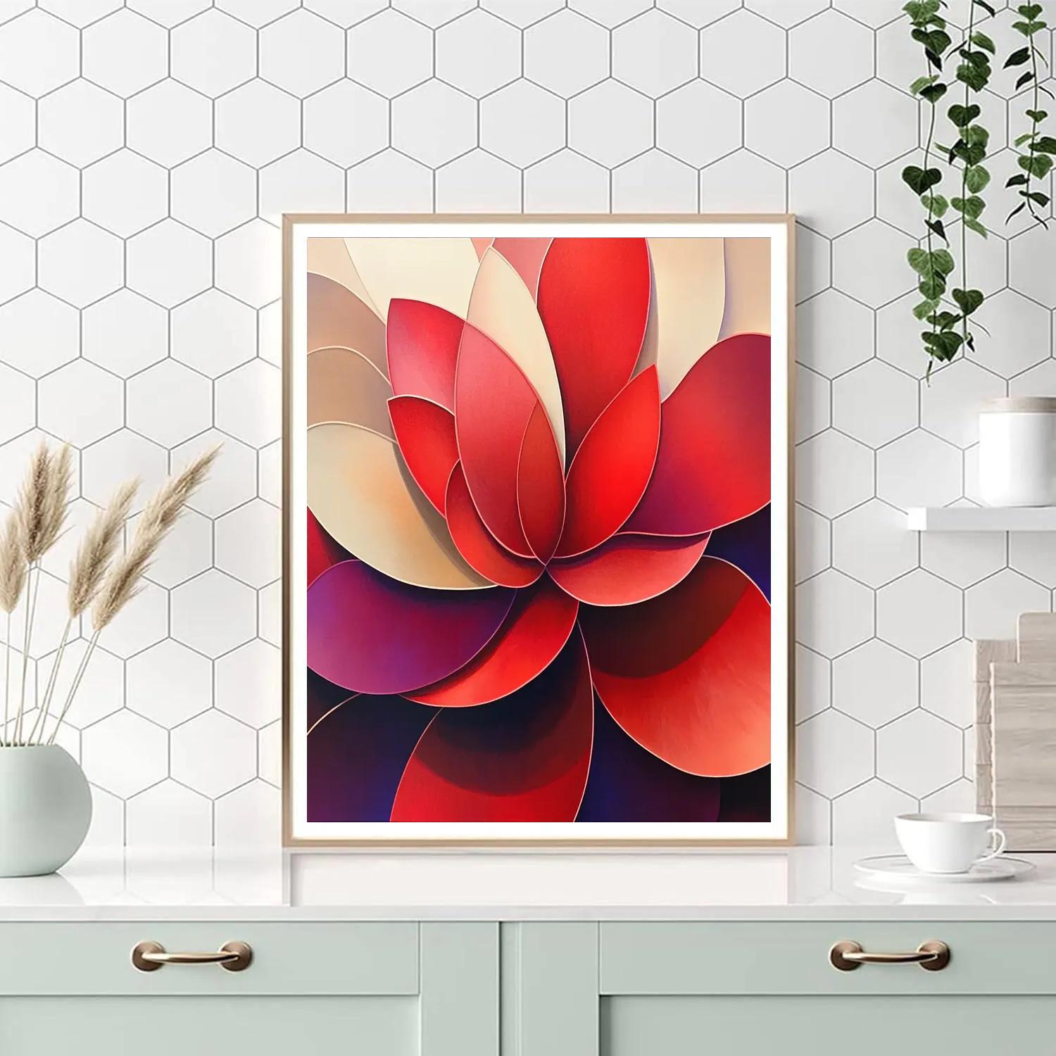 Georgia OKeeffe Inspired Radiant Red Petal Close Up Number painting