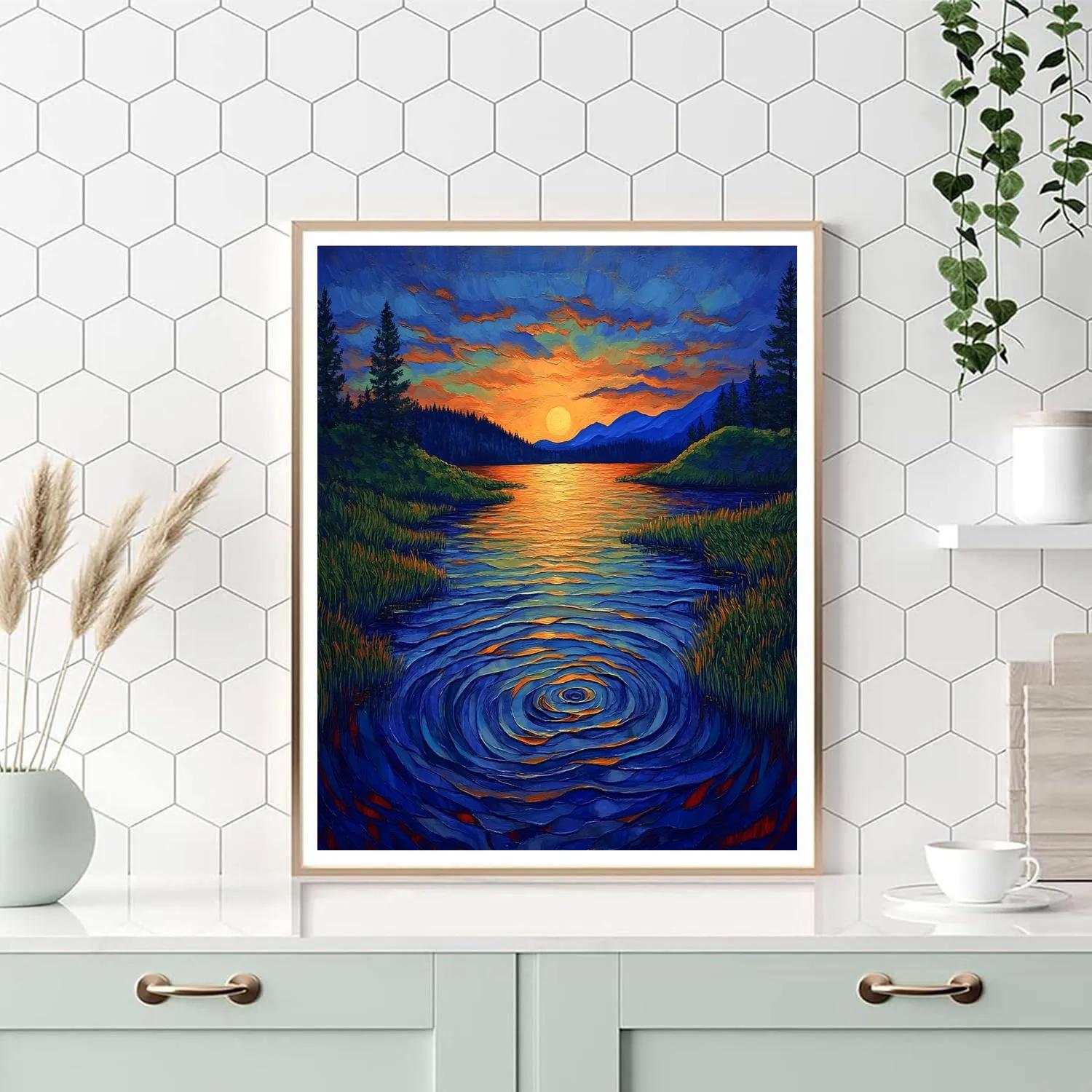 Frederick Varley Inspired Twilight Harmony Over Glowing Lake DIY paint by numbers