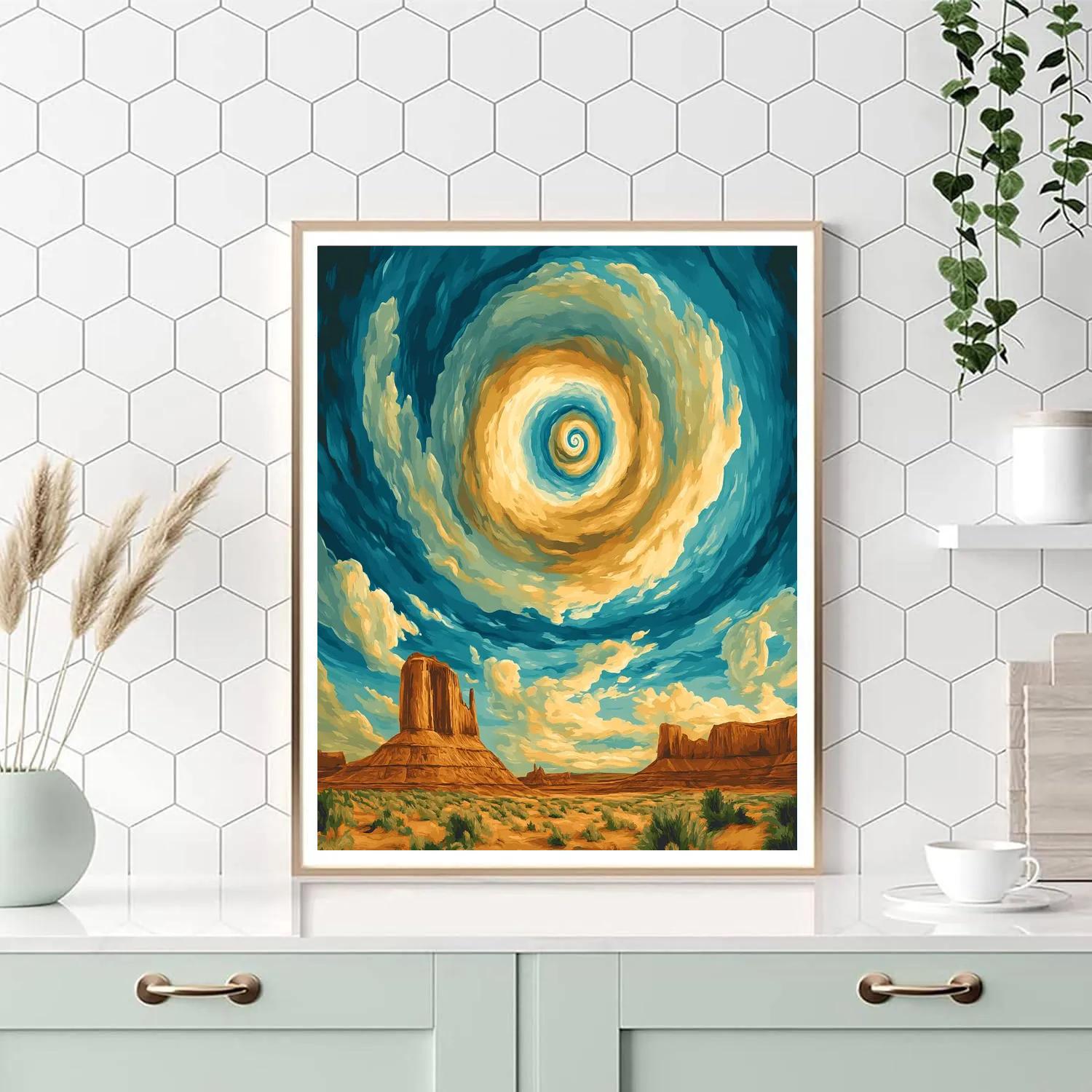 Georgia OKeeffe Inspired Spiral Cloud Over Mesa paint by number