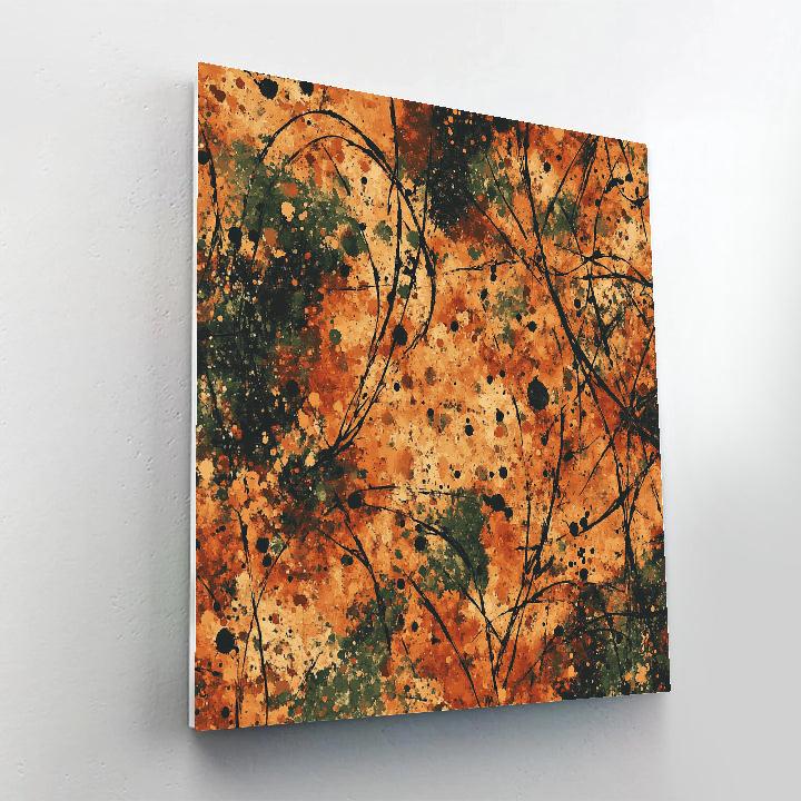 Jackson Pollock Inspired Autumnal Web Of Burnt Sienna And Ochre paint by color