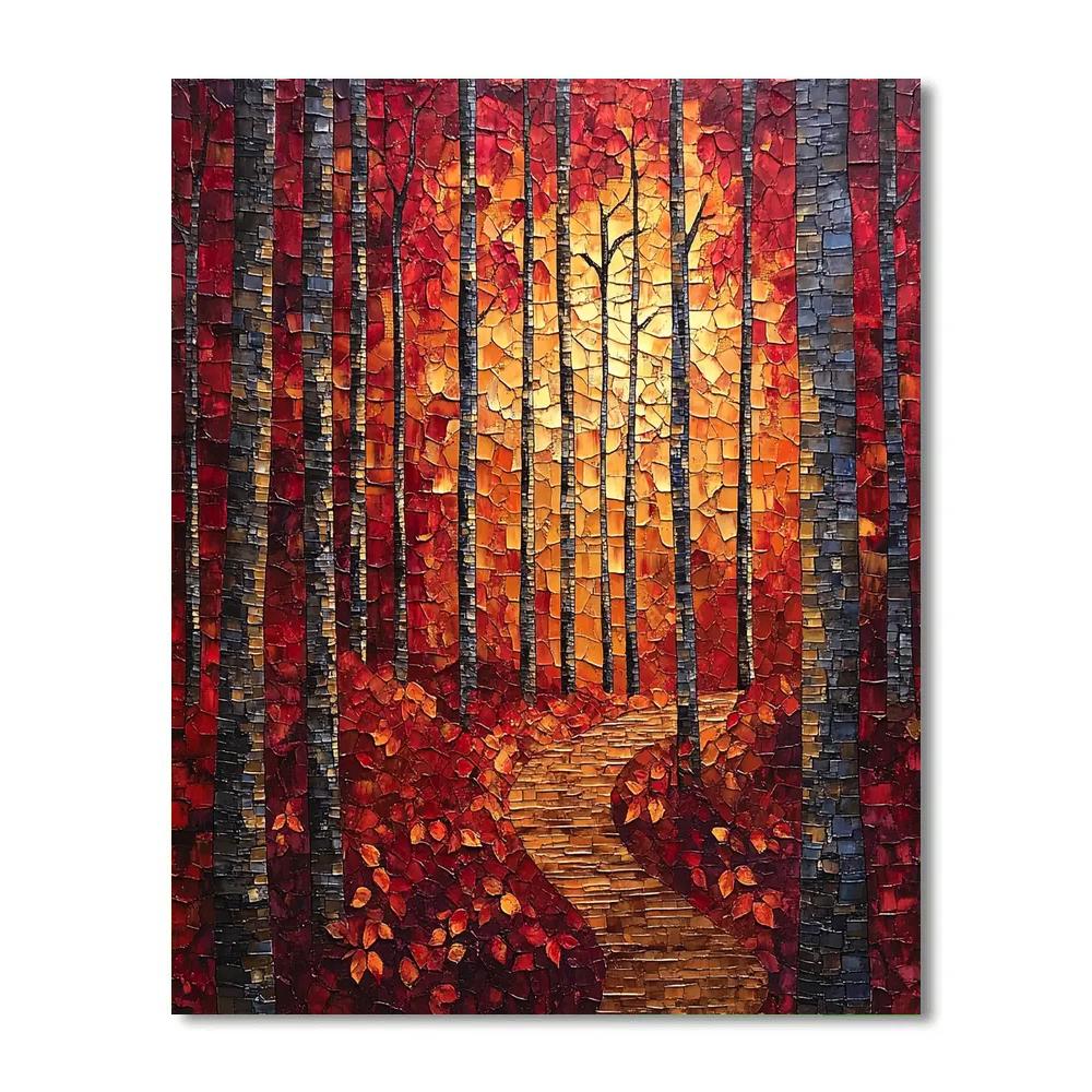 Jean-Paul Riopelle Inspired Mosaic Autumn Canopy paint by color