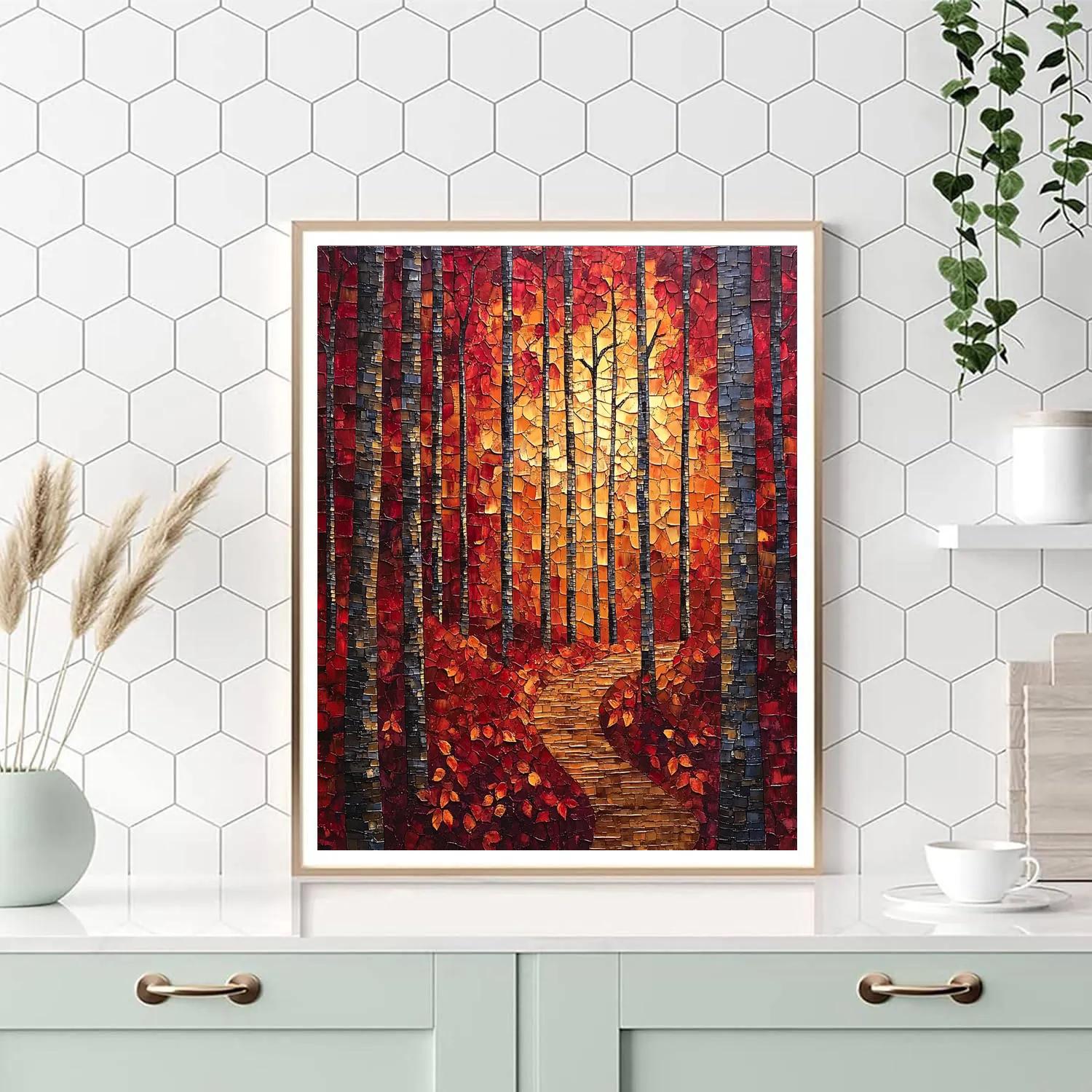 Jean-Paul Riopelle Inspired Mosaic Autumn Canopy paint by color