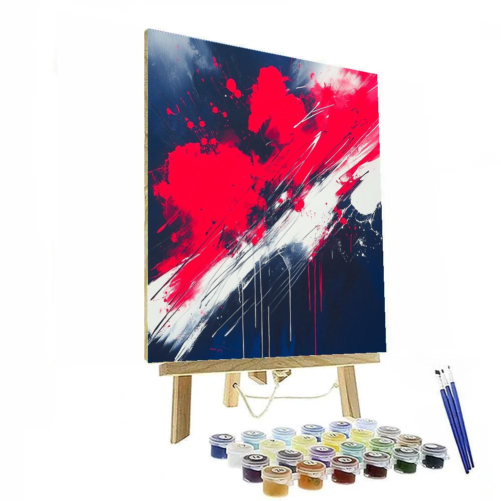 Jackson Pollock Inspired Electric Storm In Crimson And Navy Blue DIY paint by numbers