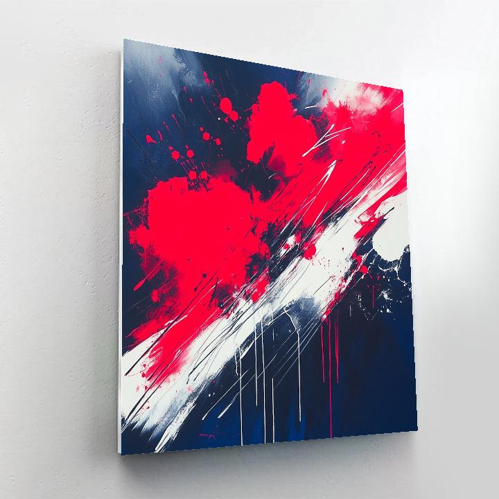 Jackson Pollock Inspired Electric Storm In Crimson And Navy Blue DIY paint by numbers