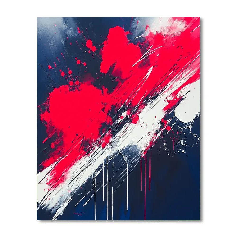 Jackson Pollock Inspired Electric Storm In Crimson And Navy Blue DIY paint by numbers