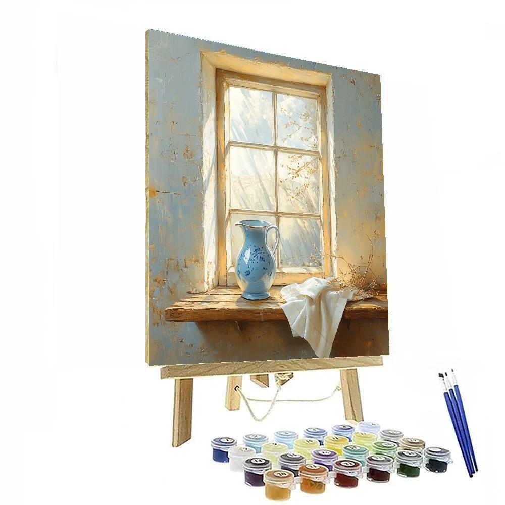 Johannes Vermeer Inspired Luminous Delft Window With Blue Jug paint by numbers