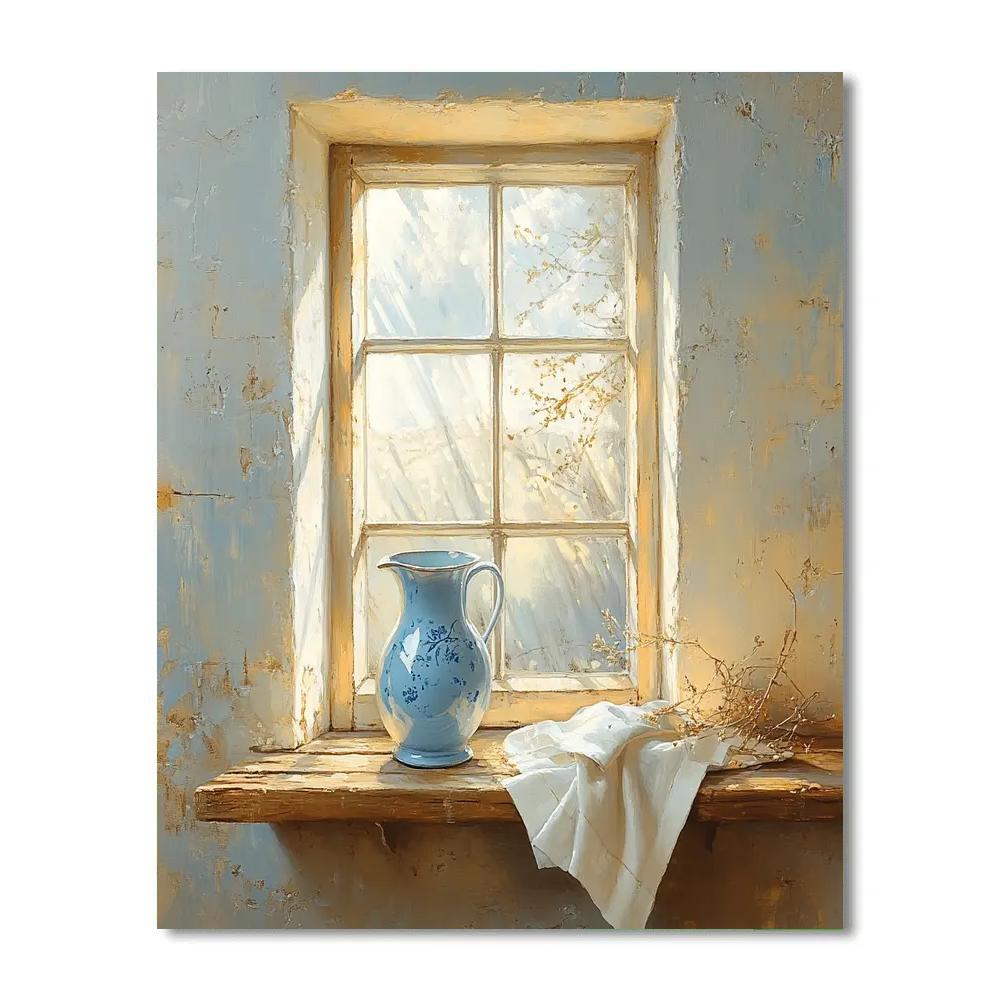 Johannes Vermeer Inspired Luminous Delft Window With Blue Jug paint by numbers