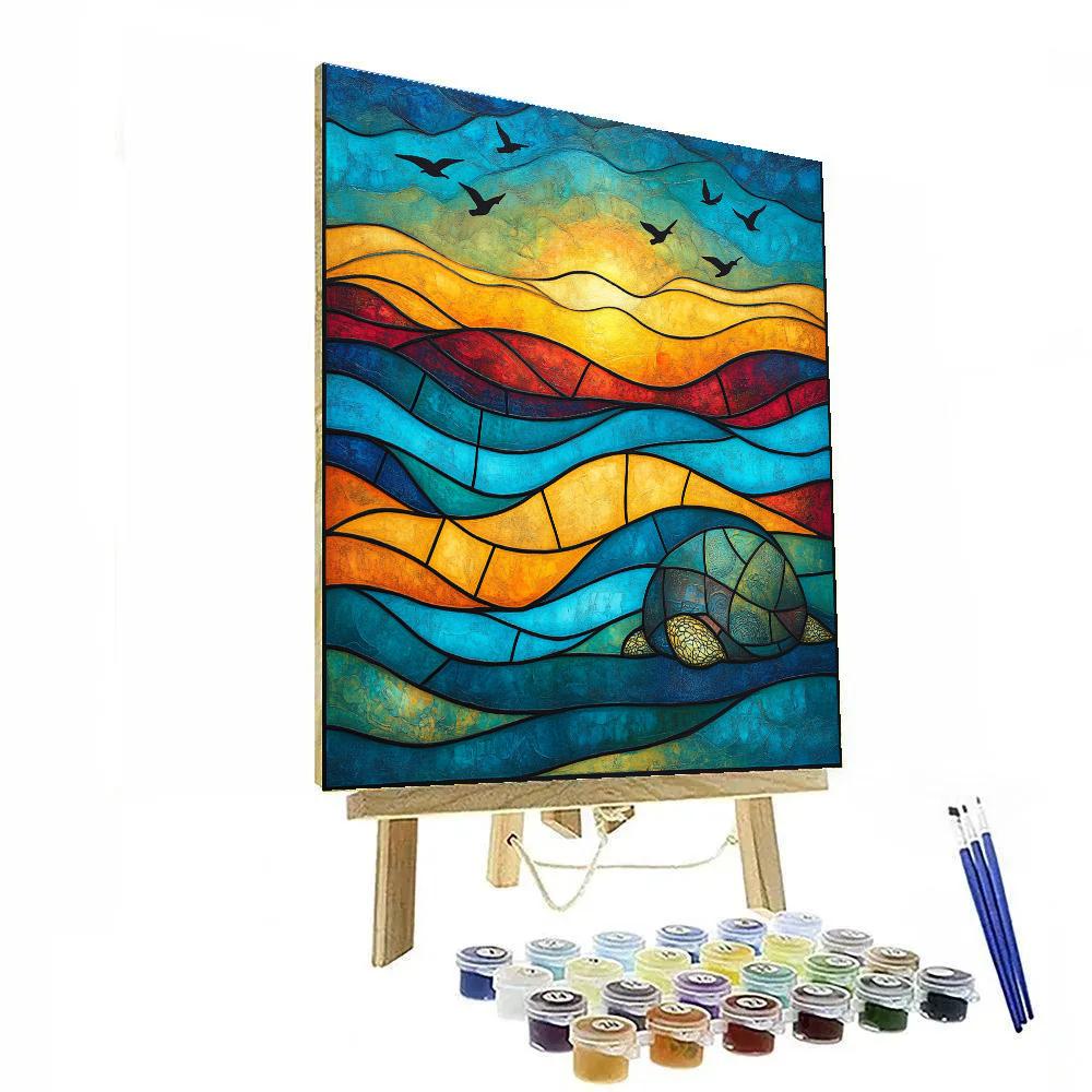 Norval Morrisseau Inspired Turtle Of The Celestial River painting number kit