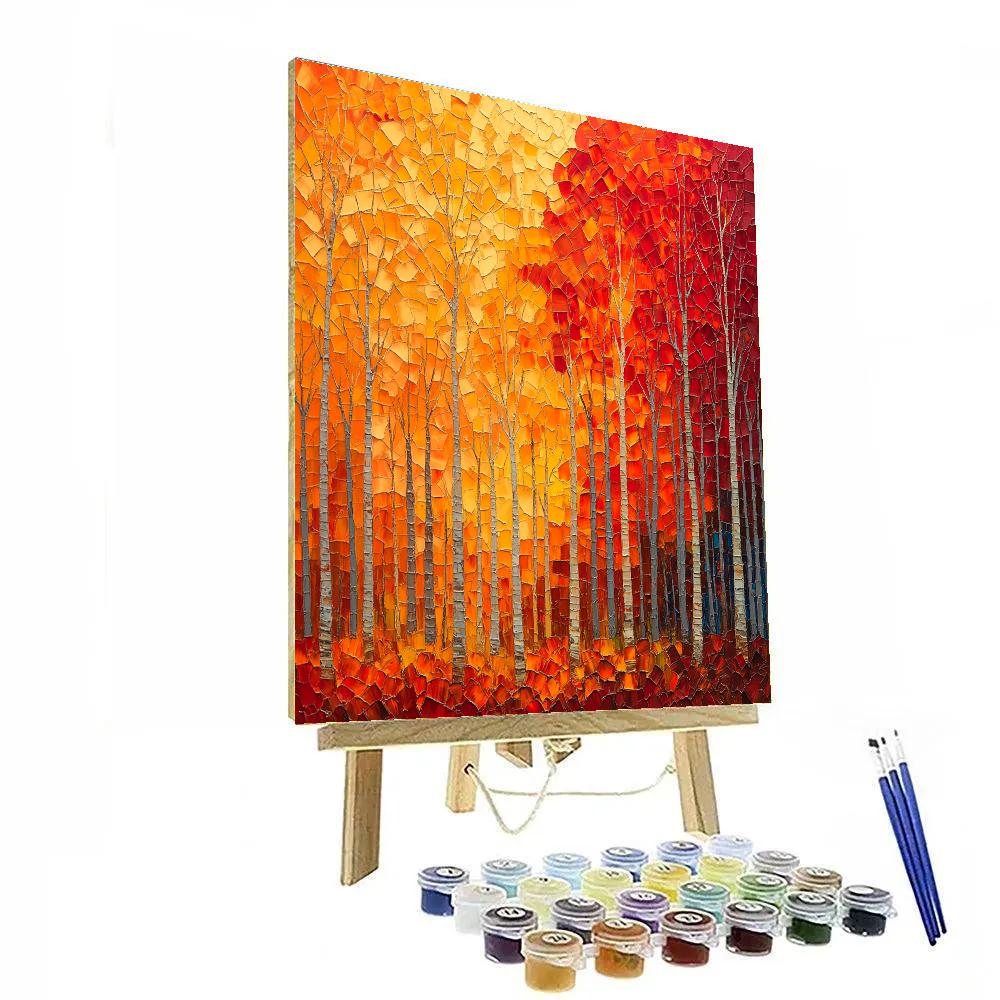 Jean-Paul Riopelle Inspired Fiery Autumn Forest Tessellation Numbered painting kits