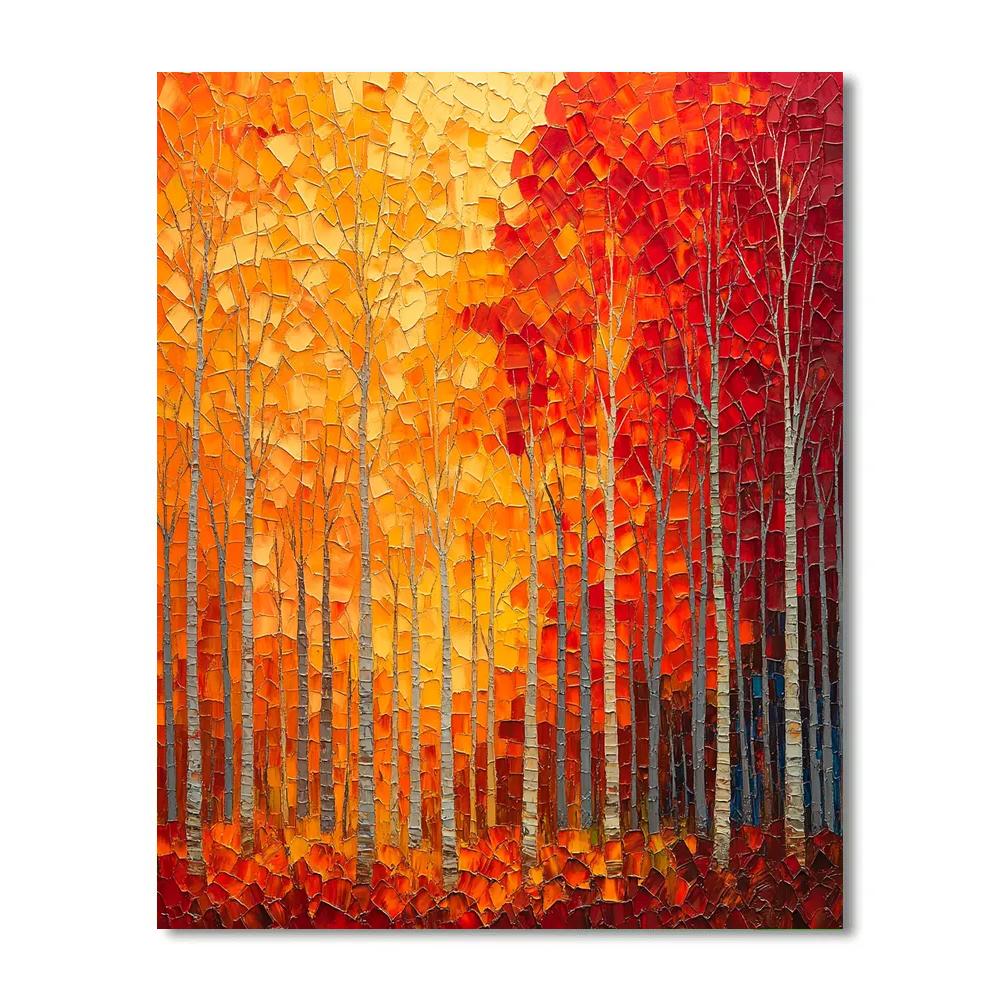 Jean-Paul Riopelle Inspired Fiery Autumn Forest Tessellation Numbered painting kits