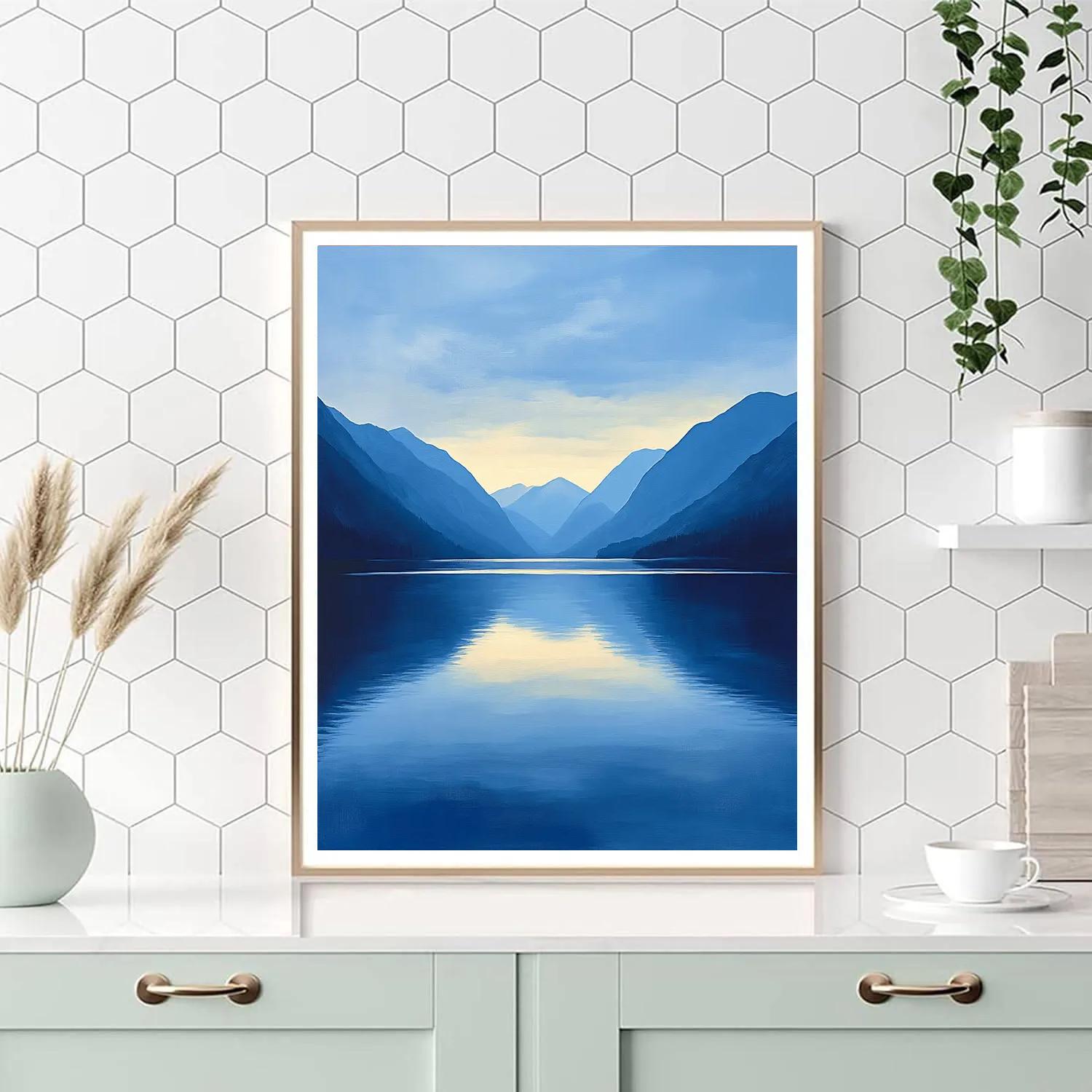 Lawren Harris Inspired Northern Lake Of Quiet Light paint by numbers