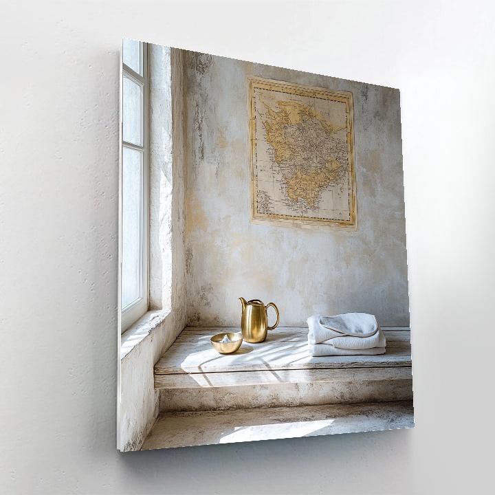 Johannes Vermeer Inspired Quiet Table With Map And Brass Pitcher painting number kit