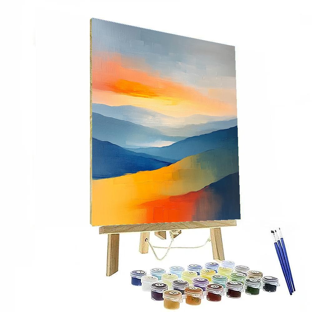 Jean-Paul Riopelle Inspired Vibrant Dawn Over Abstract Landscape DIY paint by numbers