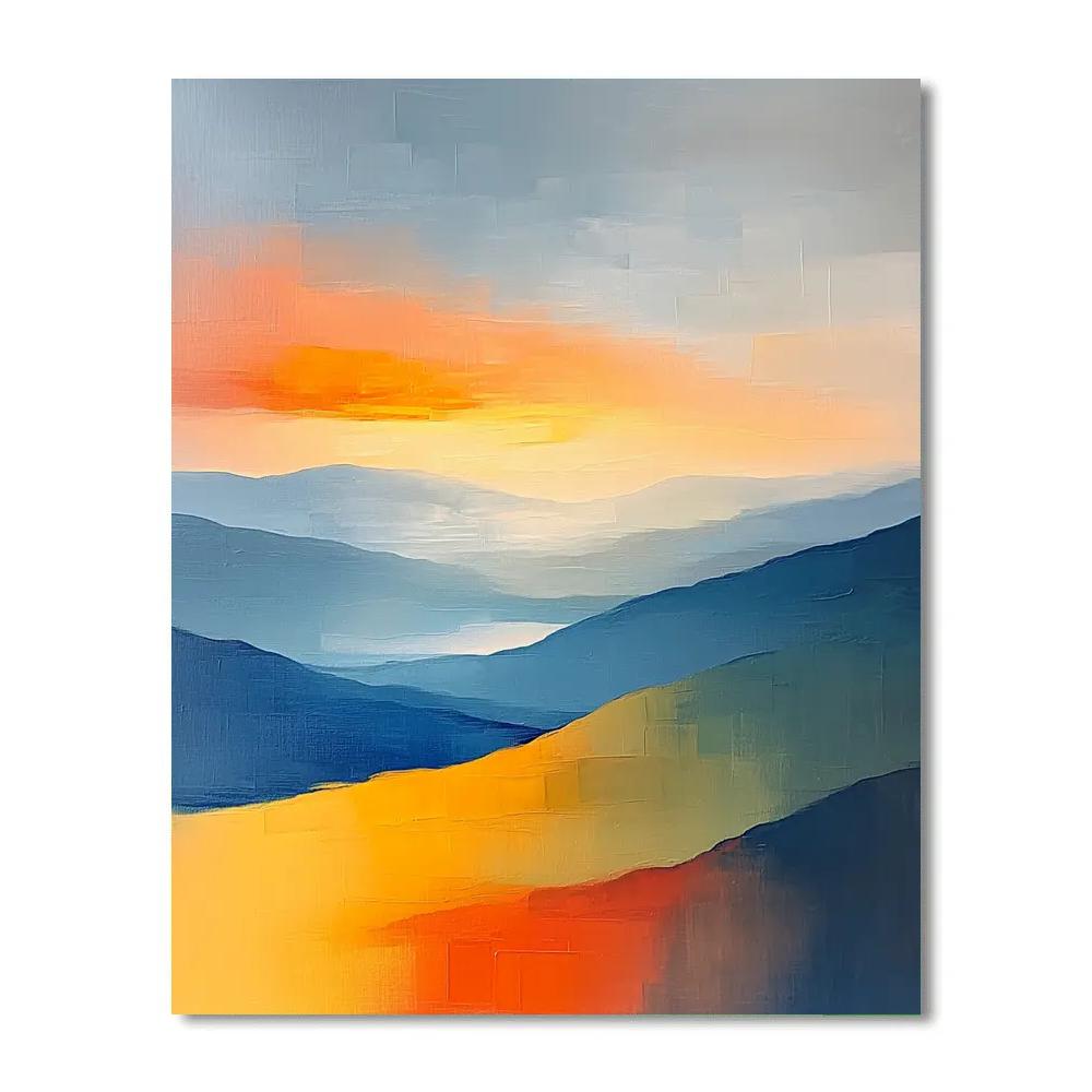 Jean-Paul Riopelle Inspired Vibrant Dawn Over Abstract Landscape DIY paint by numbers