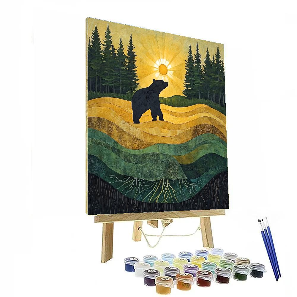 Norval Morrisseau Inspired Bear Of The Morning Sun paint by number